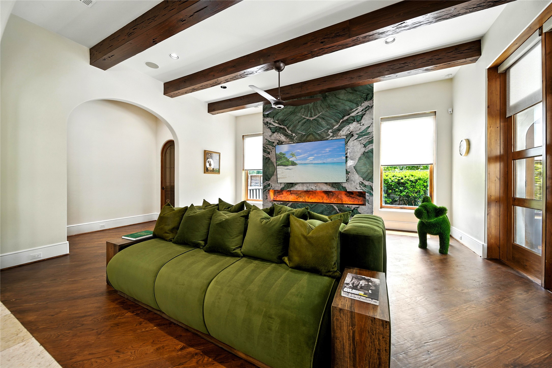 701 West Friar Tuck Lane Houston, TX 77024 - Photo 9 of 43 a living room with furniture and a fireplace