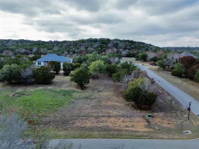 an aerial view of residential house with green space