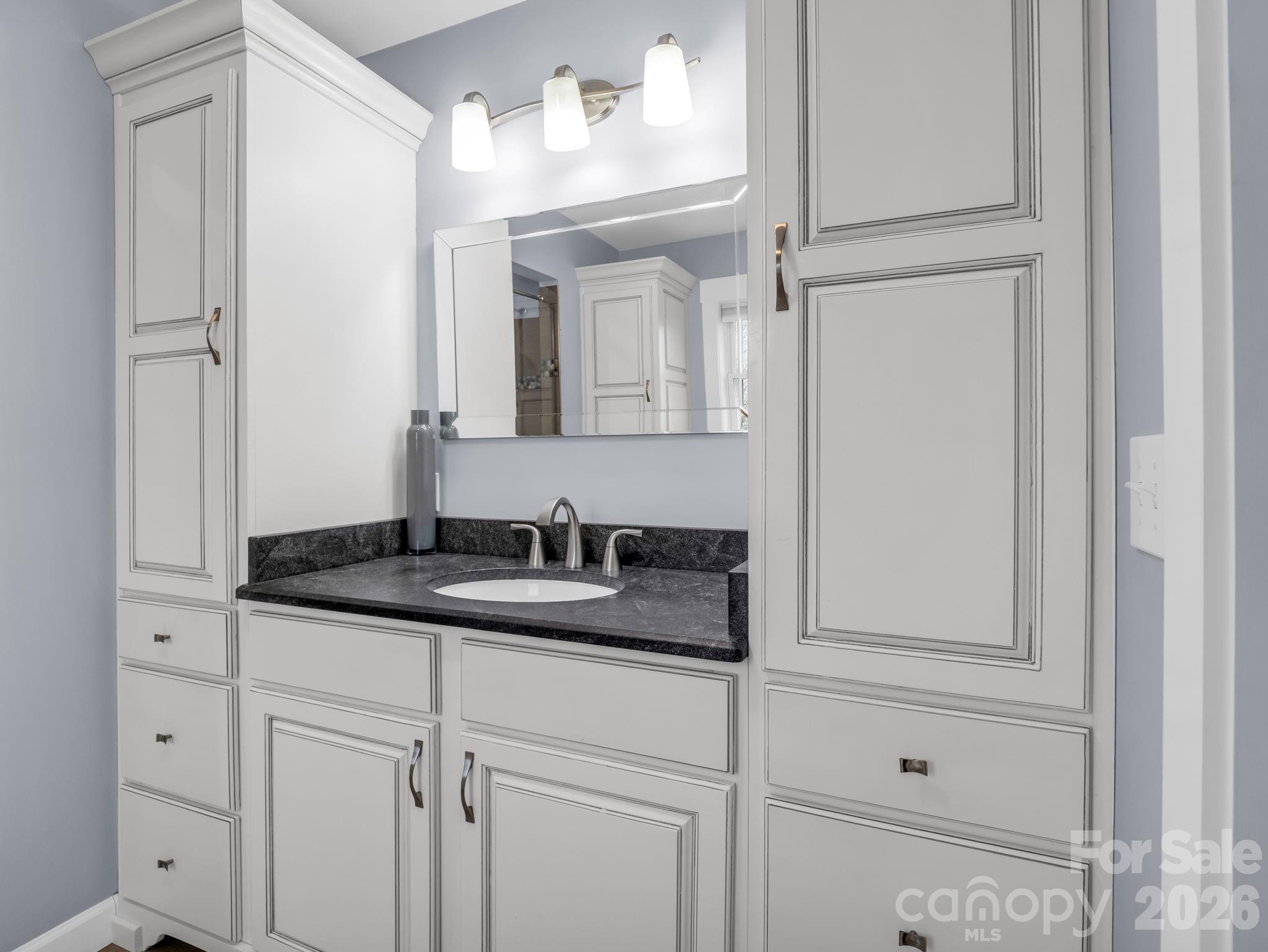 1086 Carters Ridge Road Spruce Pine, NC 28777 - Photo 20 of 48 a bathroom with a granite countertop sink and a mirror