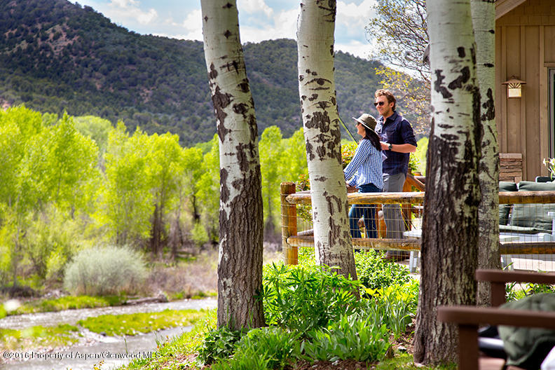 Sunny patio overlooking the river