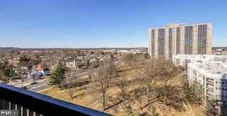 a view of a building from a balcony