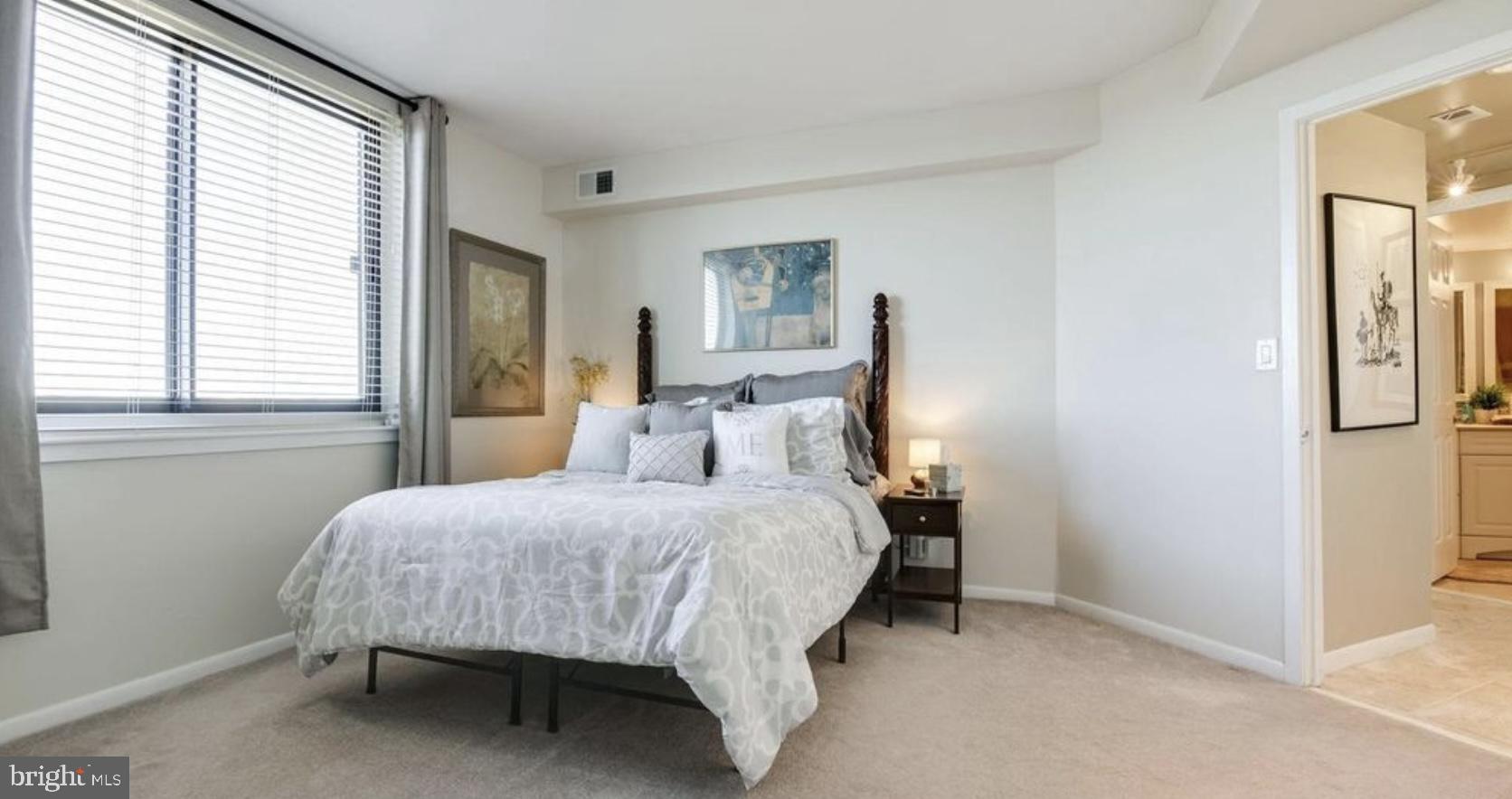 5505 Seminary Road, Unit 914N Falls Church, VA 22041 - Photo 10 of 29 a bedroom with a bed lamp and a window