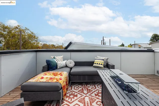 a view of a terrace with chair and table