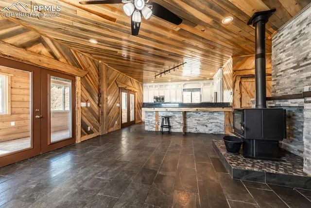 a view of a terrace with wooden floor