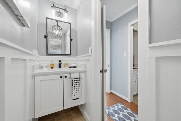 a view of a hallway with washer and dryer