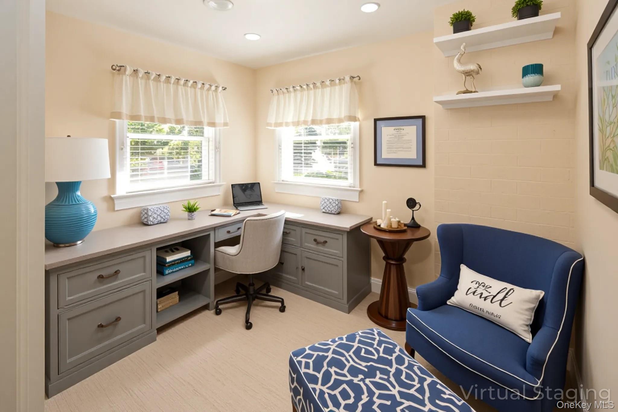 1 Canal Road Hampton Bays, NY 11946 - Photo 25 of 50 Virtually Staged Home office featuring recessed lighting