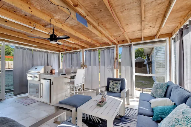 a outdoor space with patio furniture