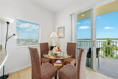 a balcony with wooden floor