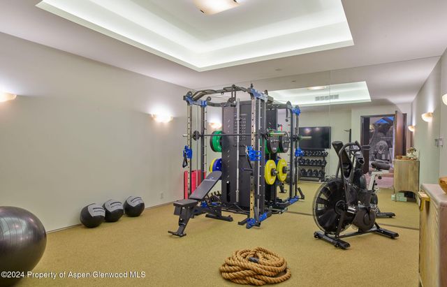 a view of a room with gym equipment