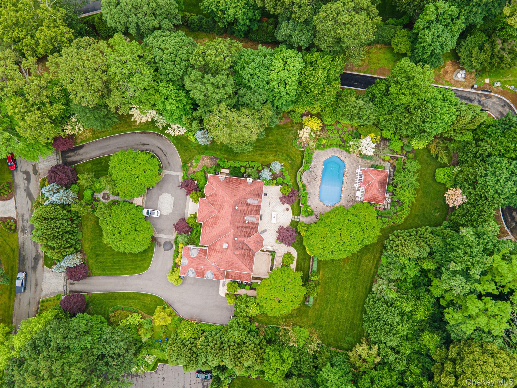 11 Black Rock Road Muttontown, NY 11545 - Photo 44 of 45 an aerial view of a house with yard swimming pool and outdoor seating