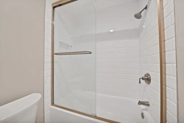 a bathroom with a bathtub