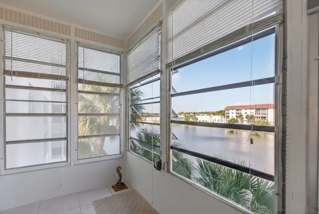 a view of a glass door with a window