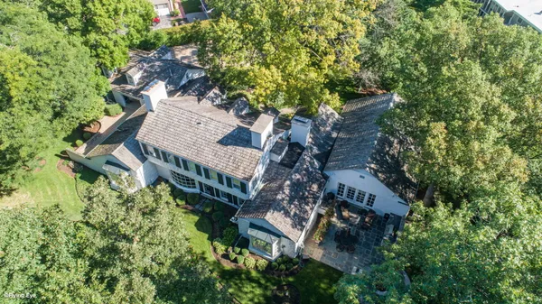 an aerial view of a house
