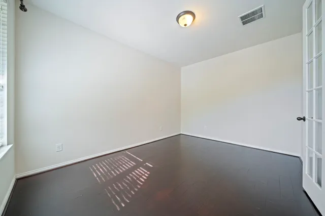 an empty room with a workbench