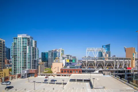 a view of a swimming pool next to a building