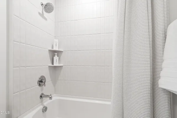 a bathroom with a bathtub