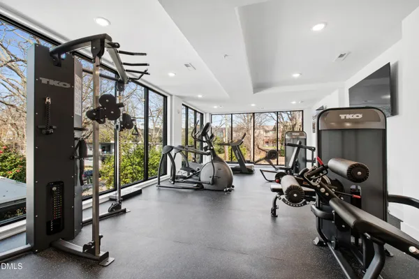 a view of a room with gym equipment