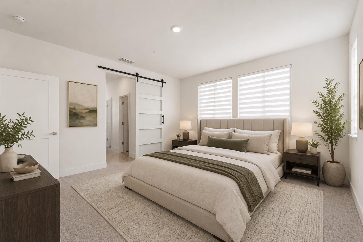 384 Ramos Ranch Road Oakley, CA 94561 - Photo 21 of 39 a bedroom with a bed and a potted plant