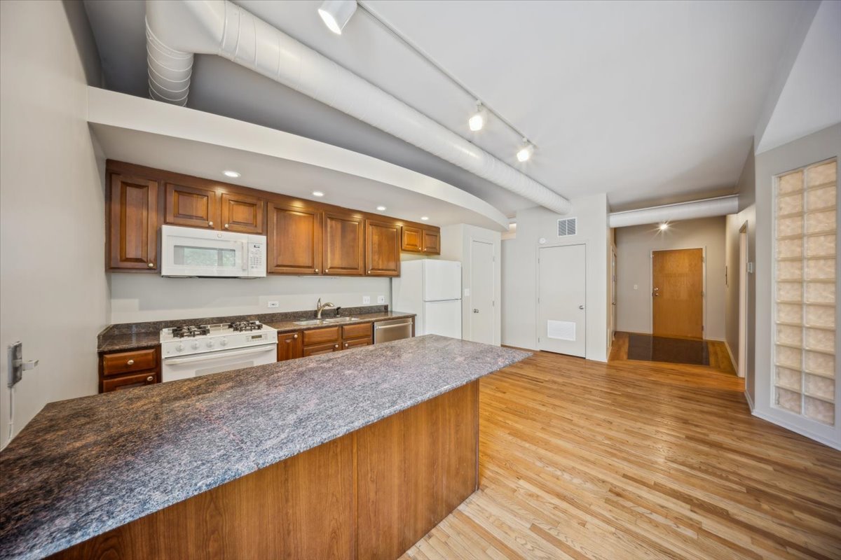811 South Lytle Street, Unit 101 Chicago, IL 60607 - Photo 6 of 23 a kitchen with stainless steel appliances granite countertop a sink stove and cabinets