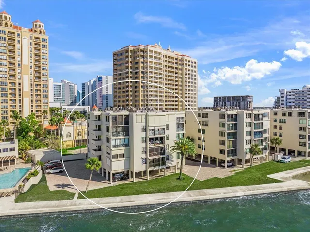 a view of a city with tall buildings