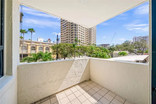 a view of balcony with city view