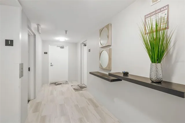 a view of a livingroom with furniture and a potted plant
