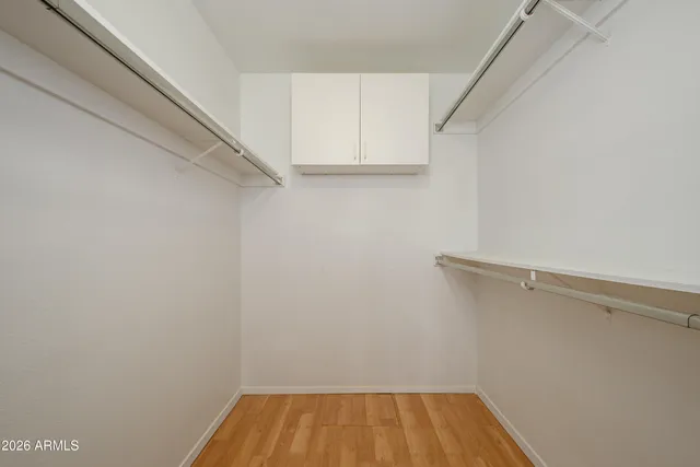 a view of a room with racks on the wall