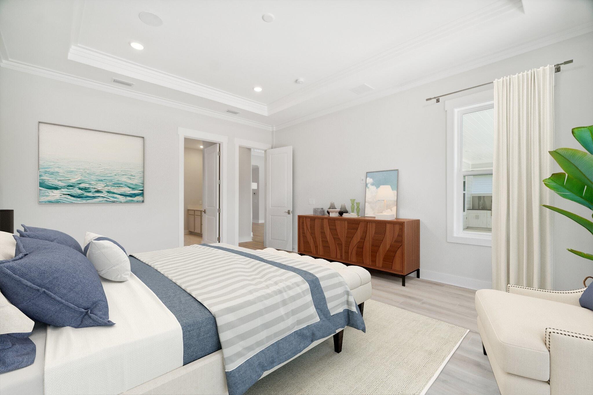 426 Lafayette Road Watersound, FL 32461 - Photo 28 of 78 a bedroom with a large bed and a window