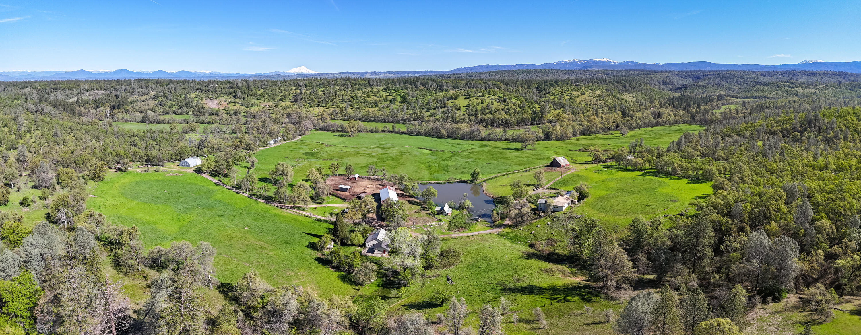 9568 Blue Mountain Ranch Road Whitmore, CA 96096 - Photo 92 of 93 a view of a lush green field with a building in the background
