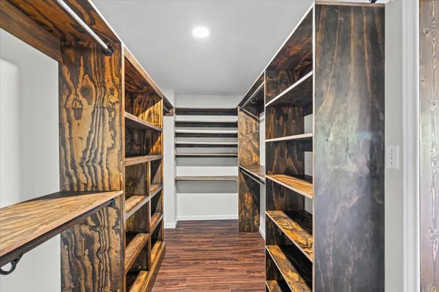 a view of an empty walk in closet