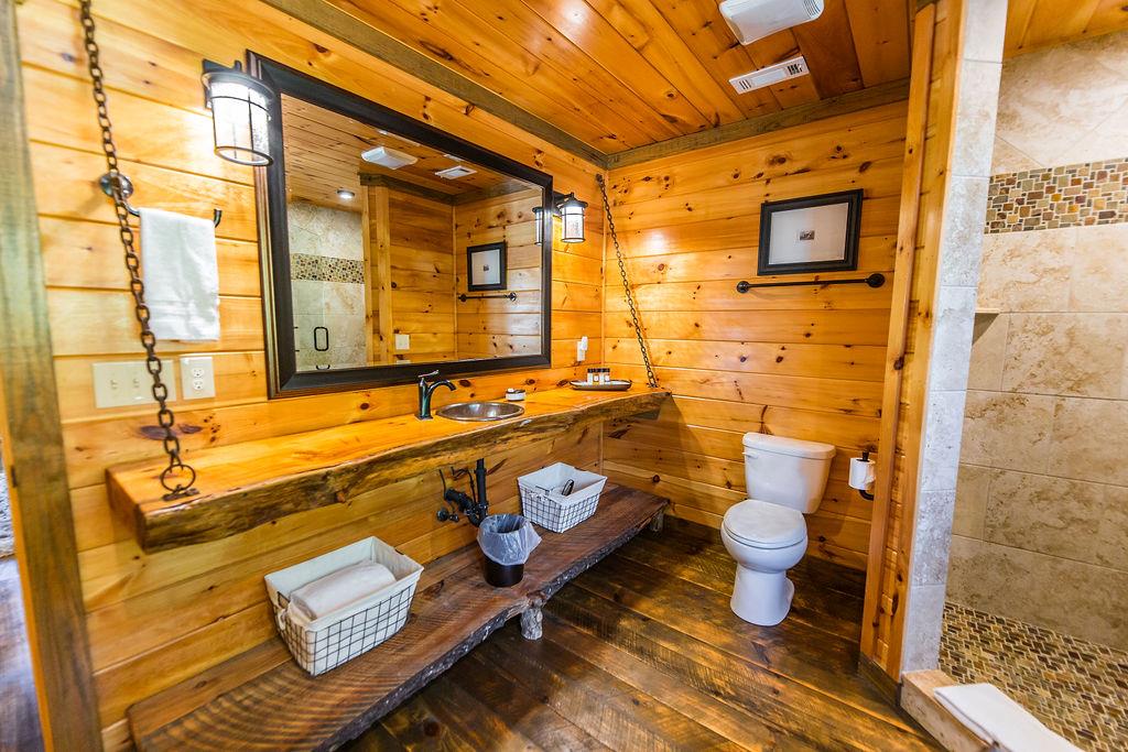576 Century Blue Ridge Blue Ridge, GA 30513 - Photo 28 of 71 a bathroom with a sink mirror vanity and a toilet