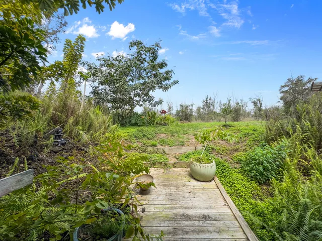 a view of a balcony with chair and potted plants