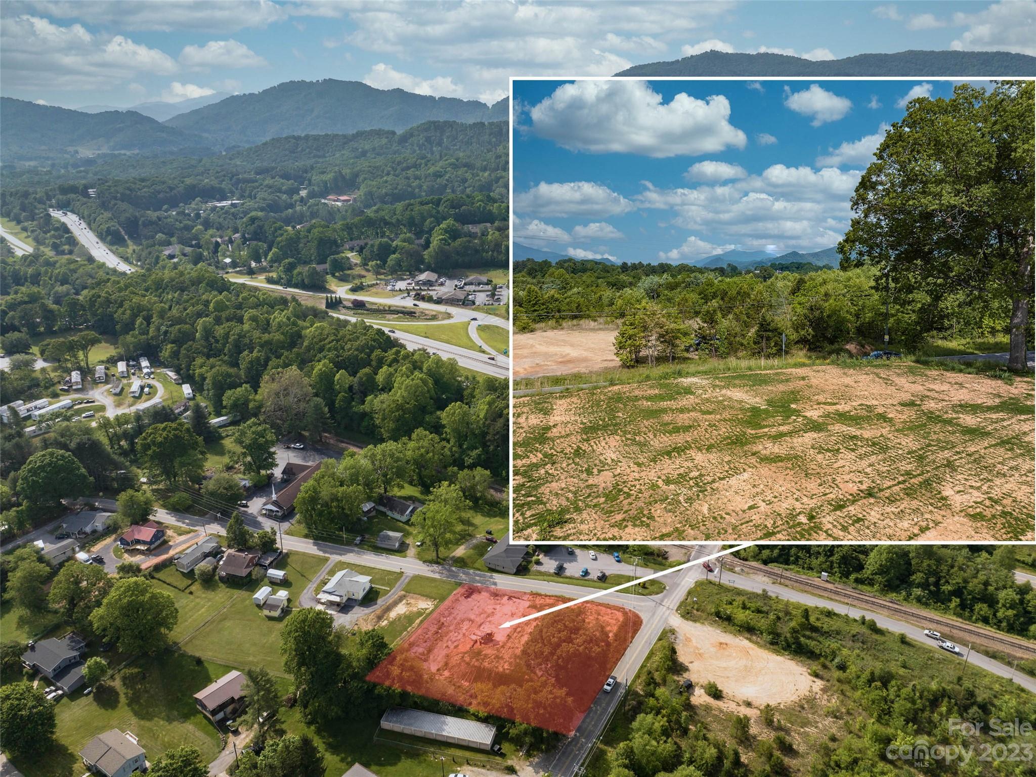 a view of a city with an outdoor space