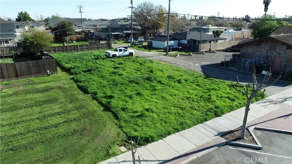 a view of a garden with lawn chairs
