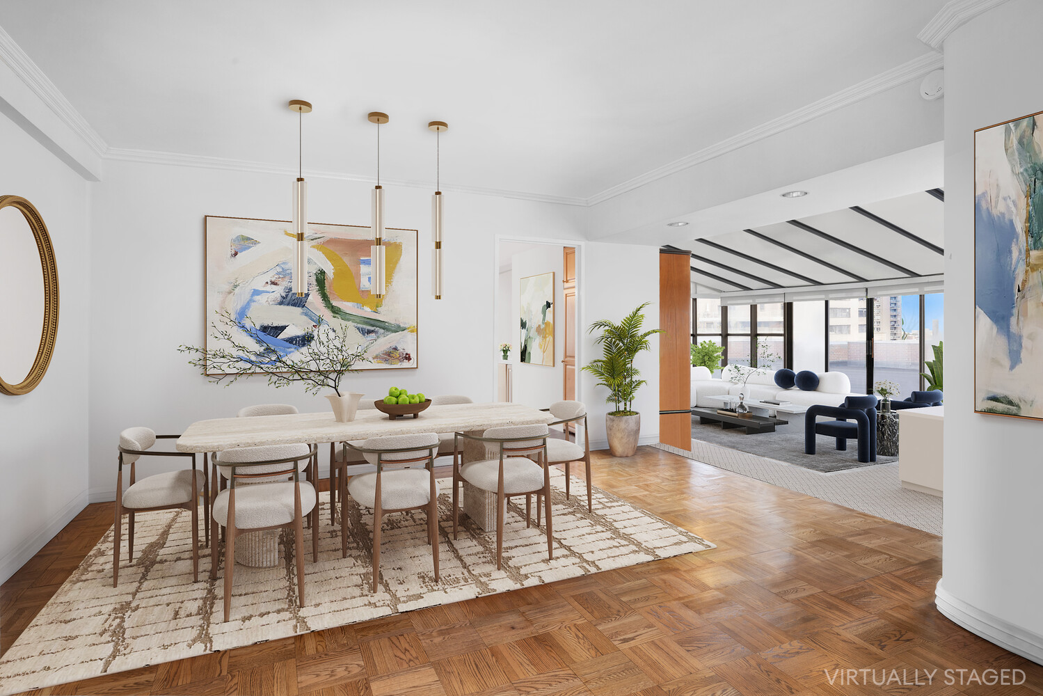 360 East 72nd Street, Unit C1803 Manhattan, NY 10021 - Photo 3 of 15 a living room with furniture and a wooden floor