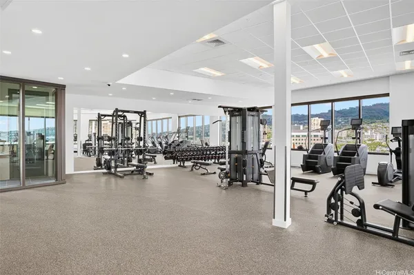 a view of a room with gym equipment