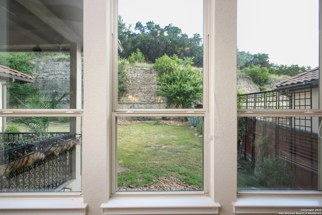a view of a glass door