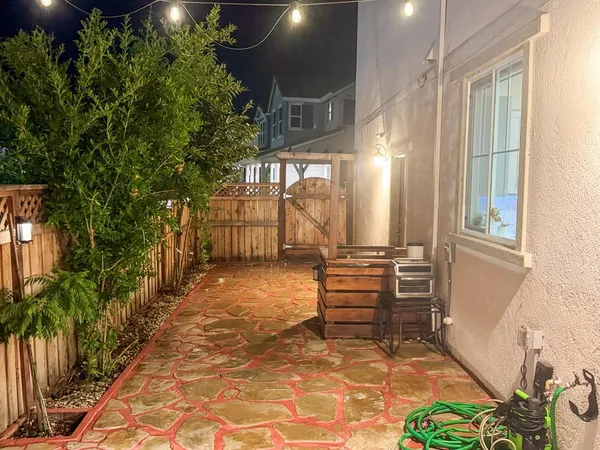 a view of a terrace with sitting area