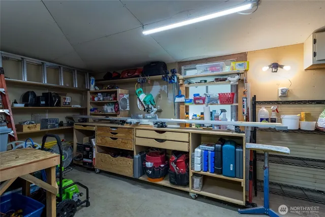a kitchen with lots of counter top space