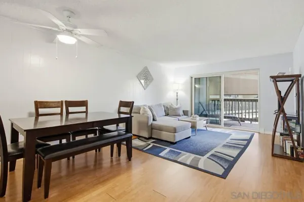 a living room with furniture rug and window