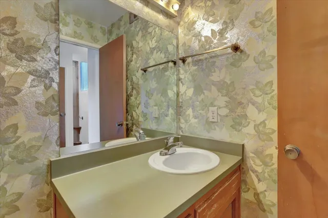 a bathroom with a bathtub