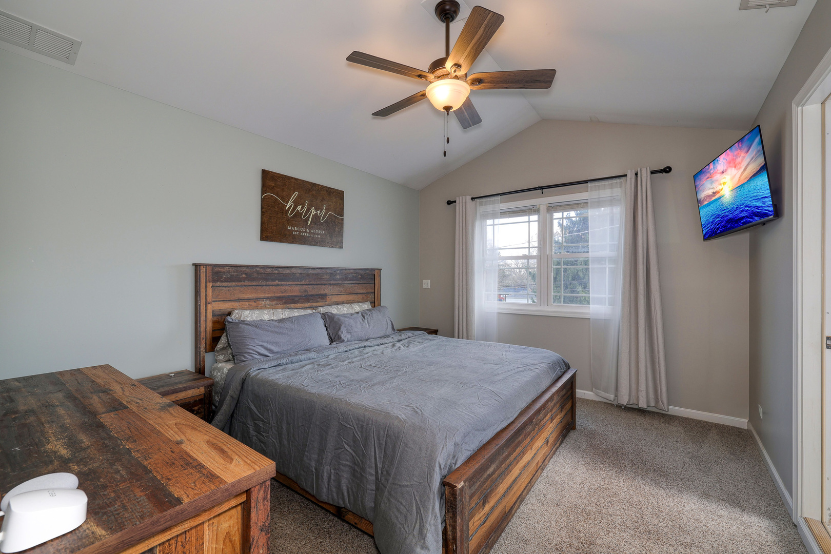 436 West Pierce Street Elburn, IL 60119 - Photo 17 of 28 a bedroom with a bed and a chandelier