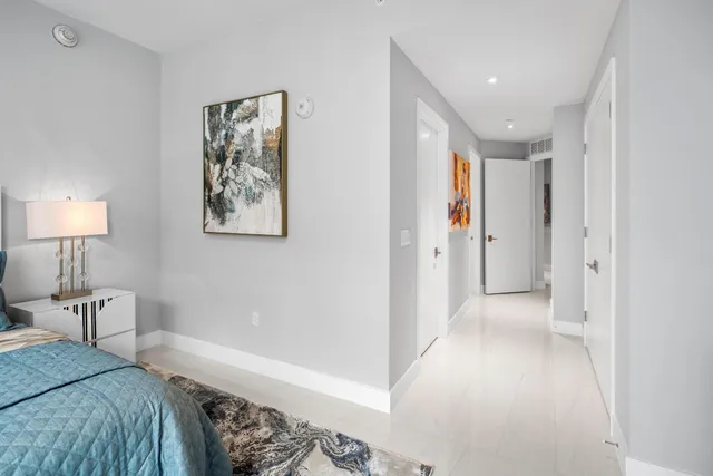 an aerial view of beach and city