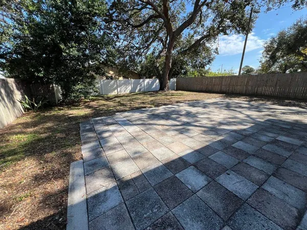 a view of yard with large tree