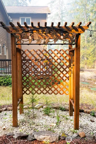 a backyard of a house with lots of green space