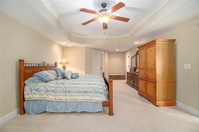 an aerial view of a house with a swimming pool