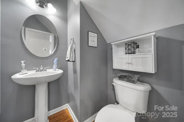 a bathroom with a toilet a sink and mirror