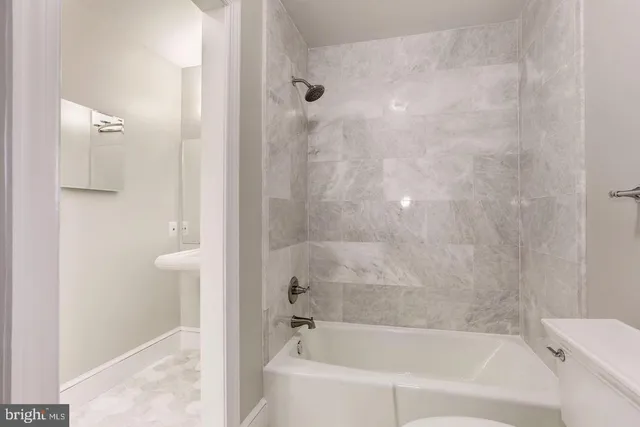 a bathroom with a bathtub