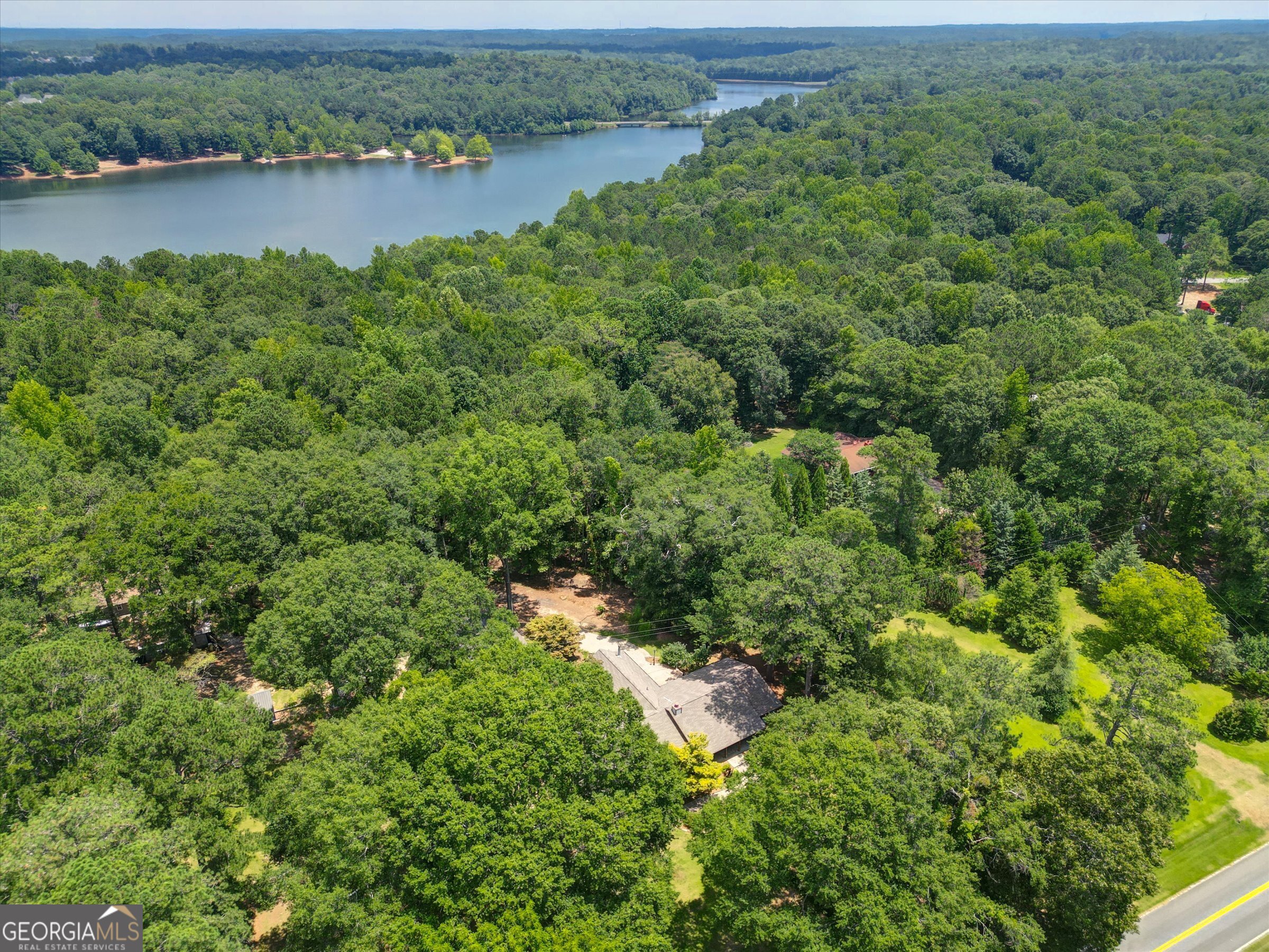424 Hampton Road Hampton, GA 30228 - Photo 94 of 96 an aerial view of a houses with a lake view