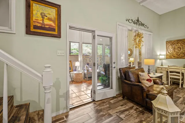 a living room with furniture